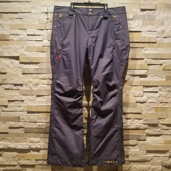 Oakley Womens Large Black Ski Snow Snowboard Winter Pants Snowsuit Bibs Suit Bib